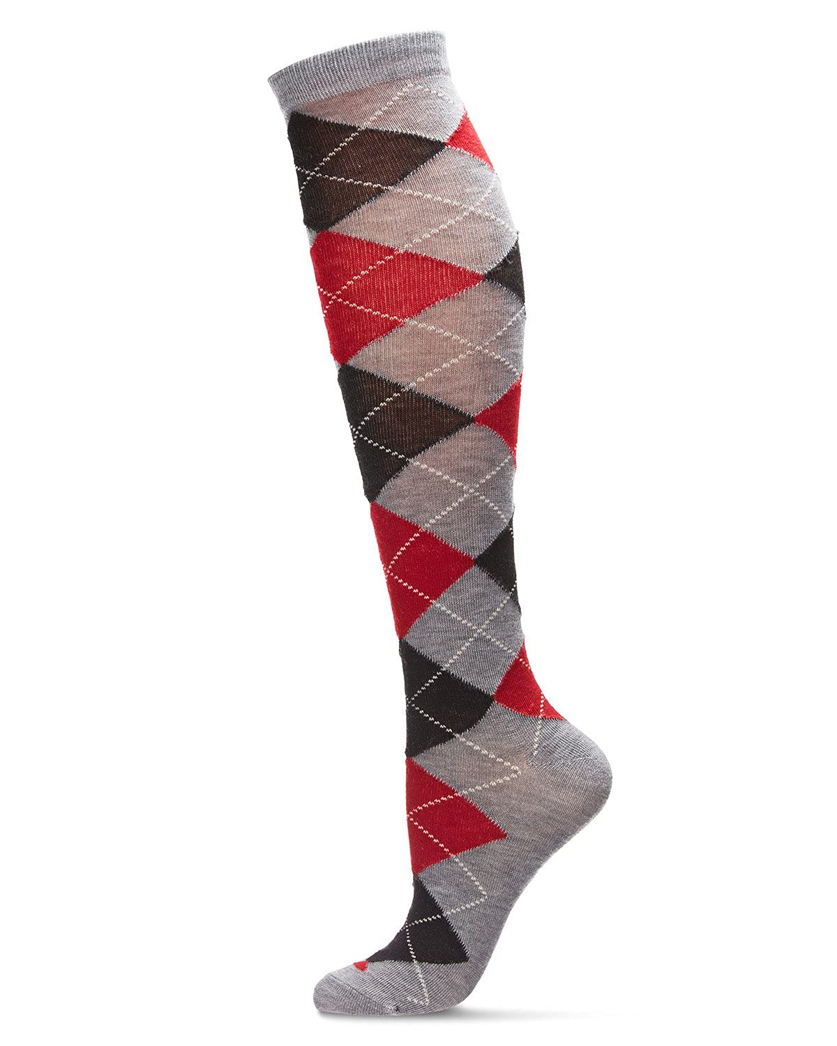 MeMoiWomen's Soft Argyle Shades Cashmere Blend Knee High Socks