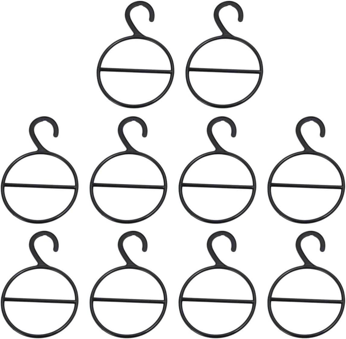 10 Pack Circle Hanger Scarf Organizer for Ties and Belts Black