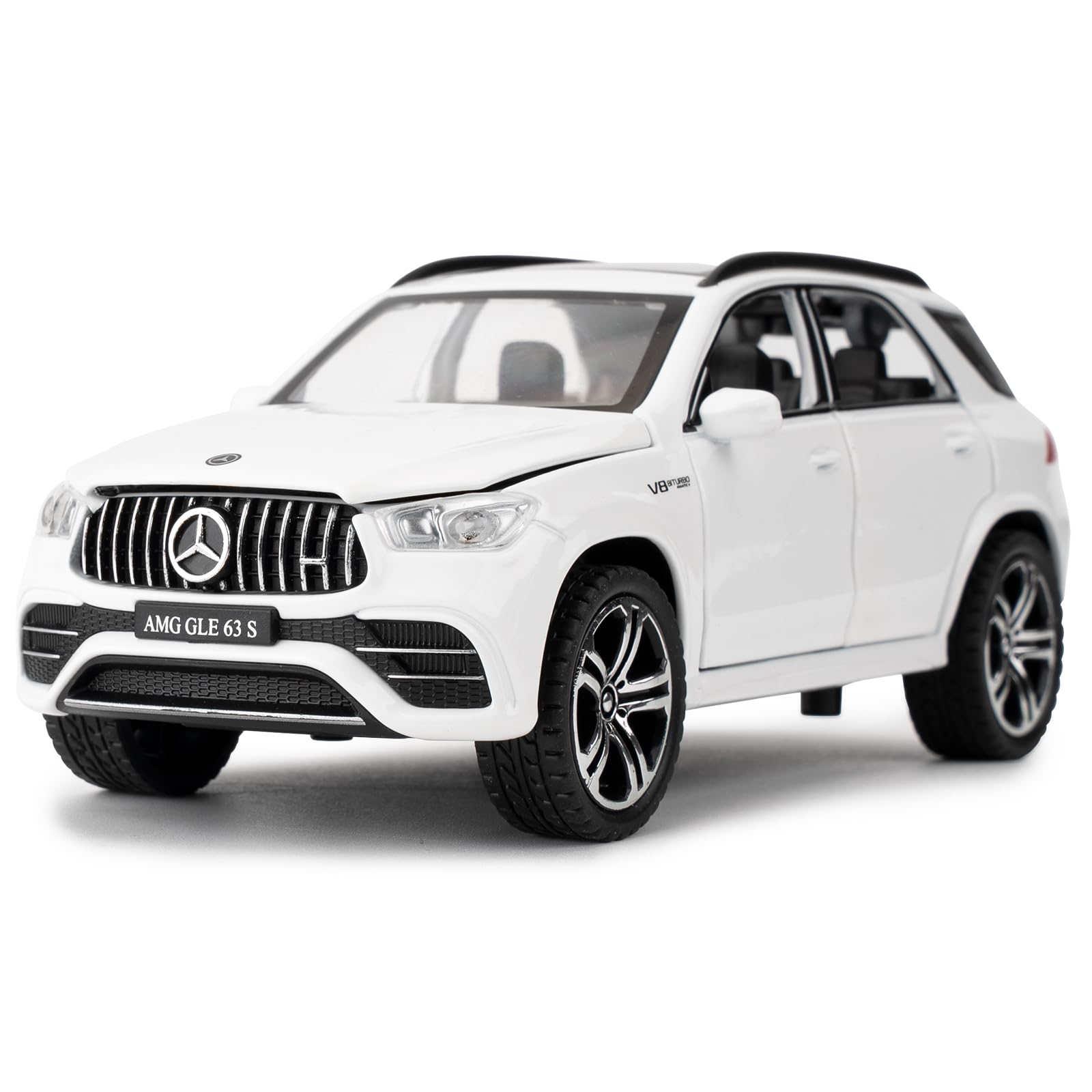 TGRCM-CZ 1:32 Scale Compatible with Benz AMG GLE 63S SUV Toy Car,Alloy Diecast Pull Back Car Model with Light and Sound Toy Vehicles for Kids Boys Girls Gift (White)