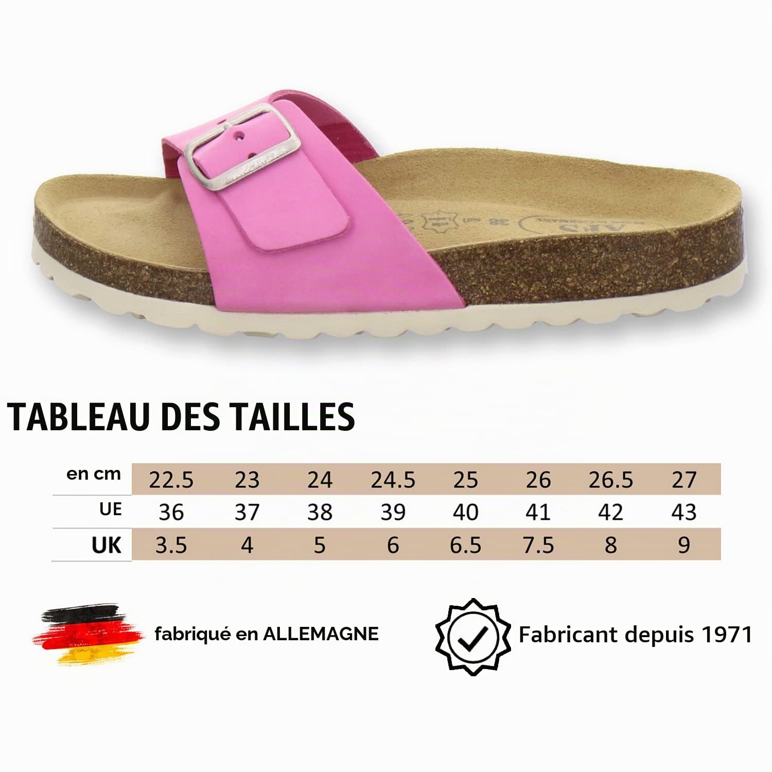 AFS-Schuhe 2112 Mules tendance pour femmes, en cuir véritable, fabriquées en Allemagne