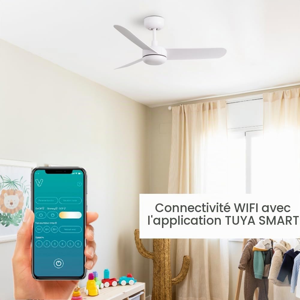 BAIRES Ventilateur blanc Ø90cm wifi