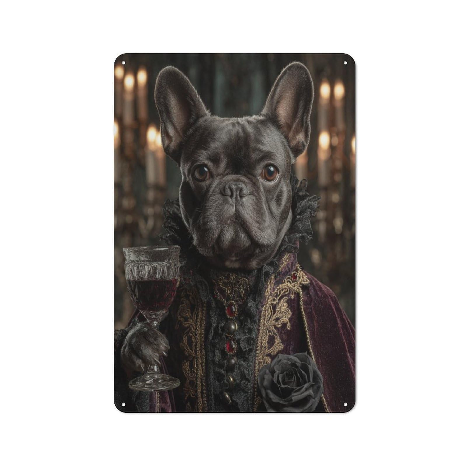 Junmoney Regal Canine Elegance A Royal Portrait Warehouse Style Tin Wall Sign 30X20cm Featuring Loft Wall Plaque For Loft, Studio, Office Or Creative Room