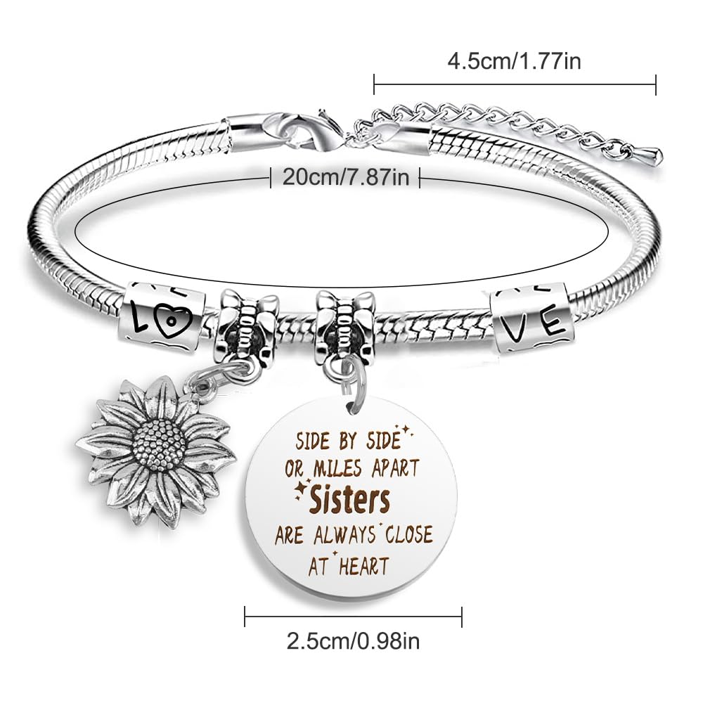 Sister Birthday Gifts Christmas Mothers Day Sisters Graduation Valentines Bracelet Sunflower,Butterfly,Elephant