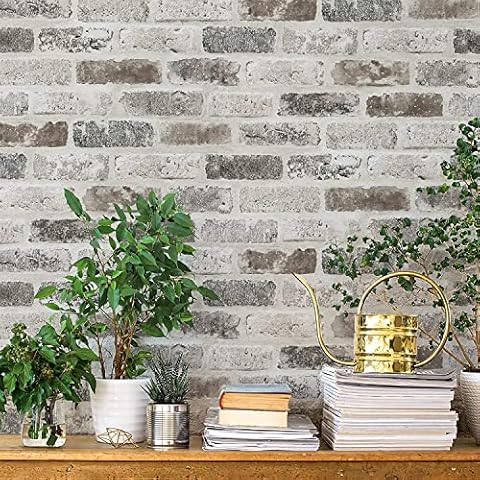Timeet Brick Effect Sticky Back Plastic Paper Vintage Self Adhesive Wallpaper 44x1000cm Peel and Stick Vinyl Film Faux Textured Brick Removable Wallpaper 3D Effect for Kitchen Bedroom Entire Rooms Cover