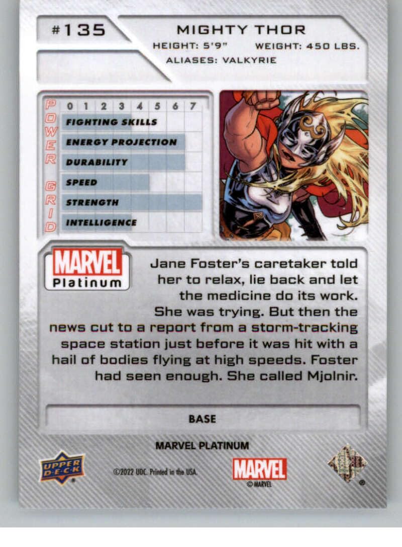 Amazon.com: 2023 Upper Deck Marvel Platinum #135 Mighty Thor (Jane