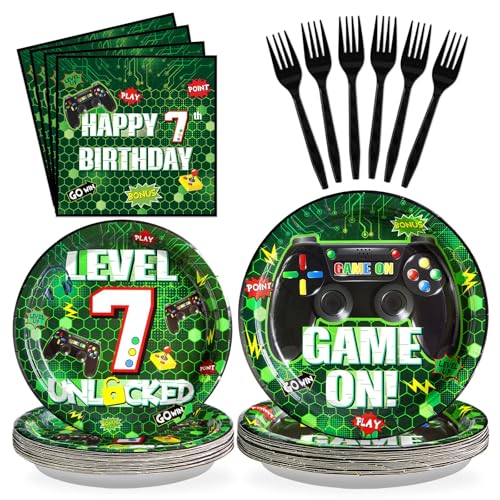 Grencian 96Pcs 7th Birthday Party Decorations for Boys, Serves 24