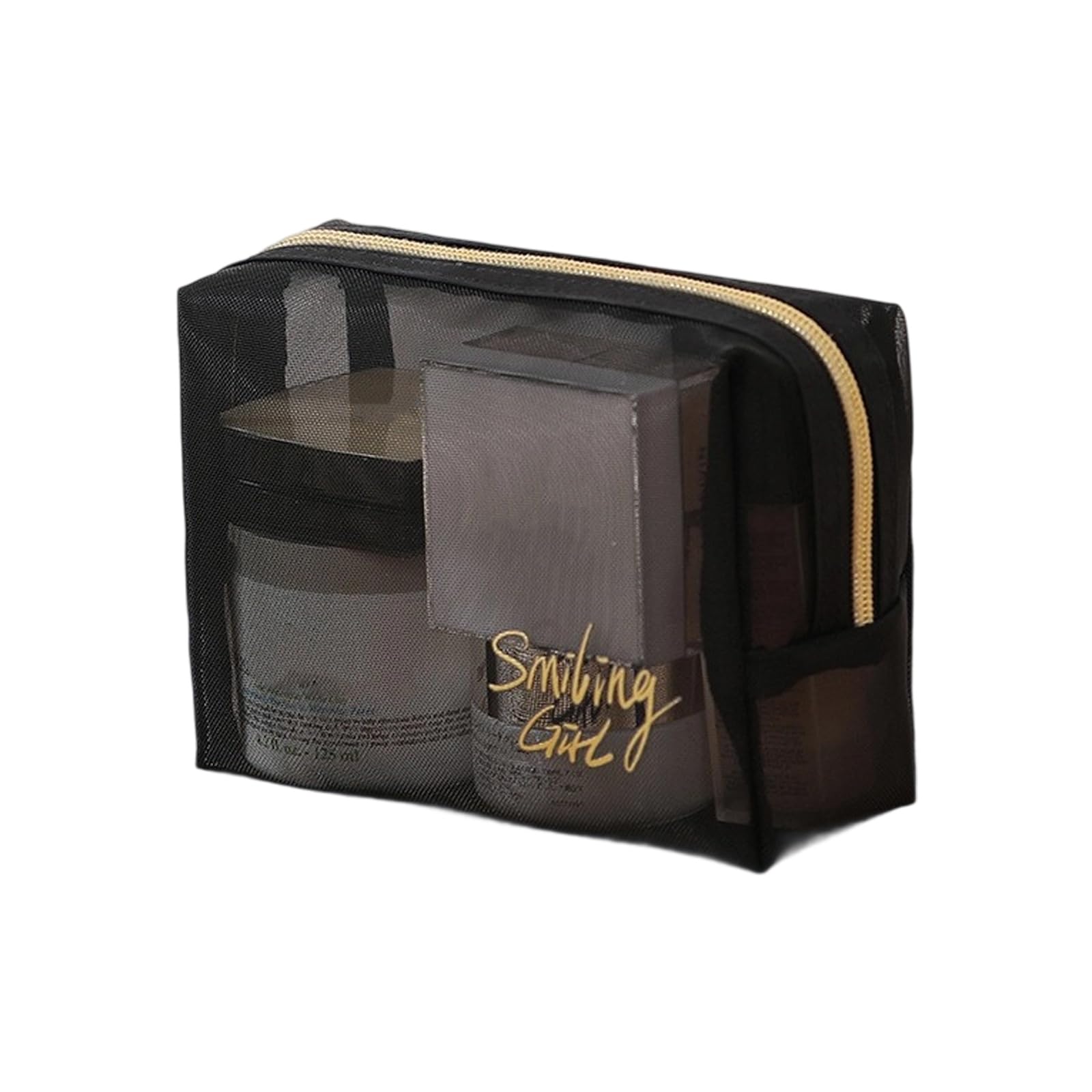 Tsophreniq Clear Square Makeup Storage Bag Meshes Cosmetic Organizers with Spacious Interior for Travel Accessory Meshes Makeup Bag