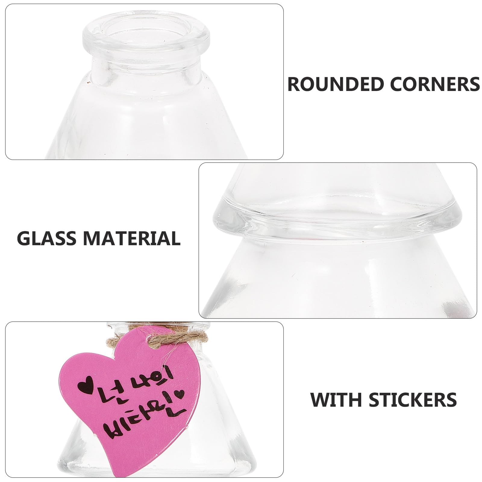 Set 5 Bottiglie di Vetro Tappo di Sughero a Forma di Pino, Barattoli Decorativi Piccoli per Messaggi, Oli Essenziali e Decorazioni da Appendere, Multifunzionali per Casa e Regali