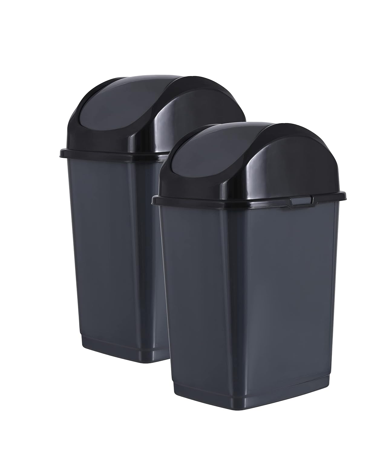 Superio Kitchen Trash Can with Swing Top Lid 9 Gallon Slim Waste Bin 37 Qt Sturdy Plastic Garbage Can Medium Recycling Bin for Office, Bathroom, Under Counter, Dorm, Bedroom (Dark Grey)
