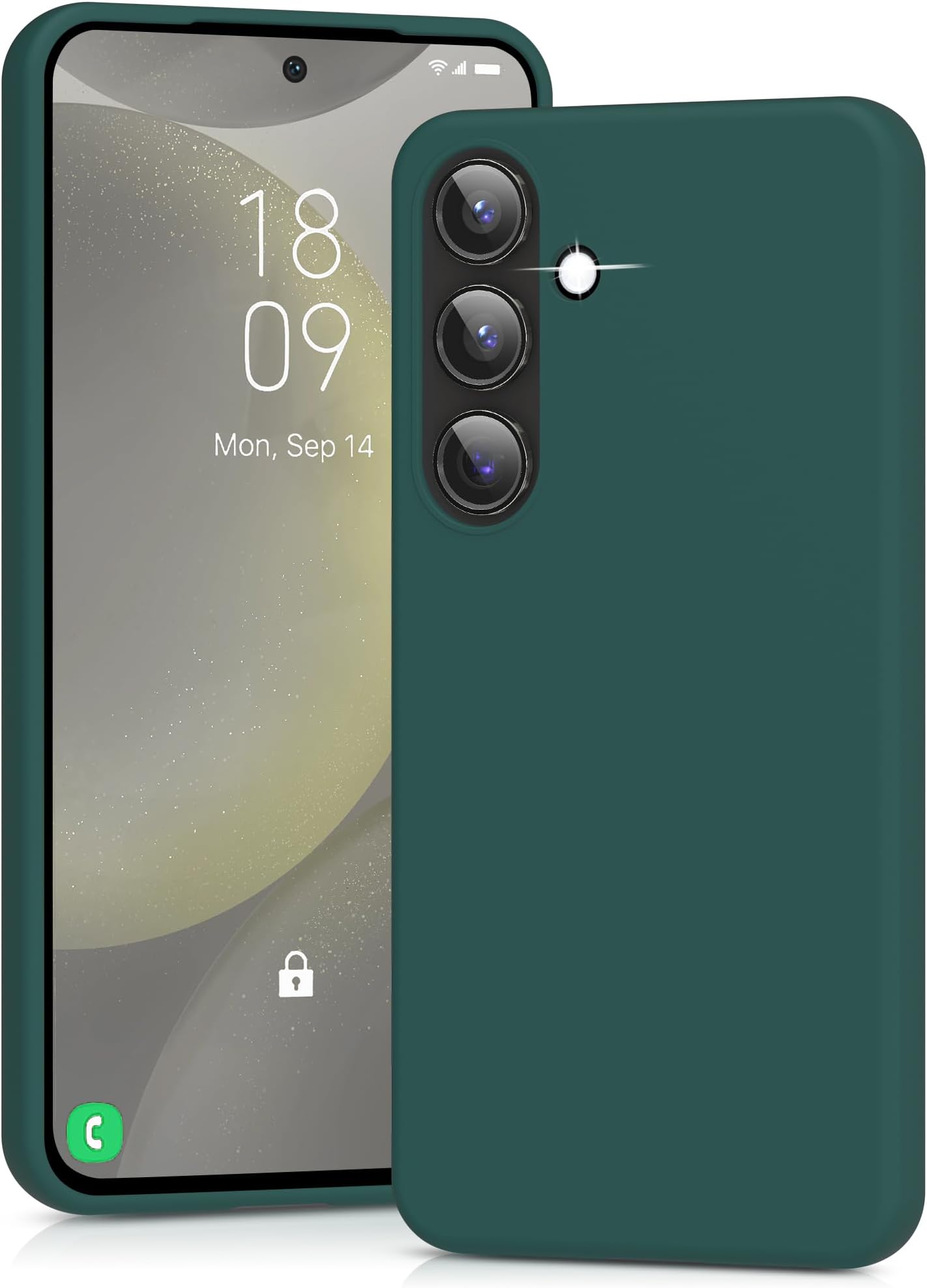 Silicone Case for Samsung Galaxy S24, Soft-Touch, Shockproof, DustProof, Antiskid Full Body Armour Phone Cover for Samsung Galaxy S24 - Dark Green