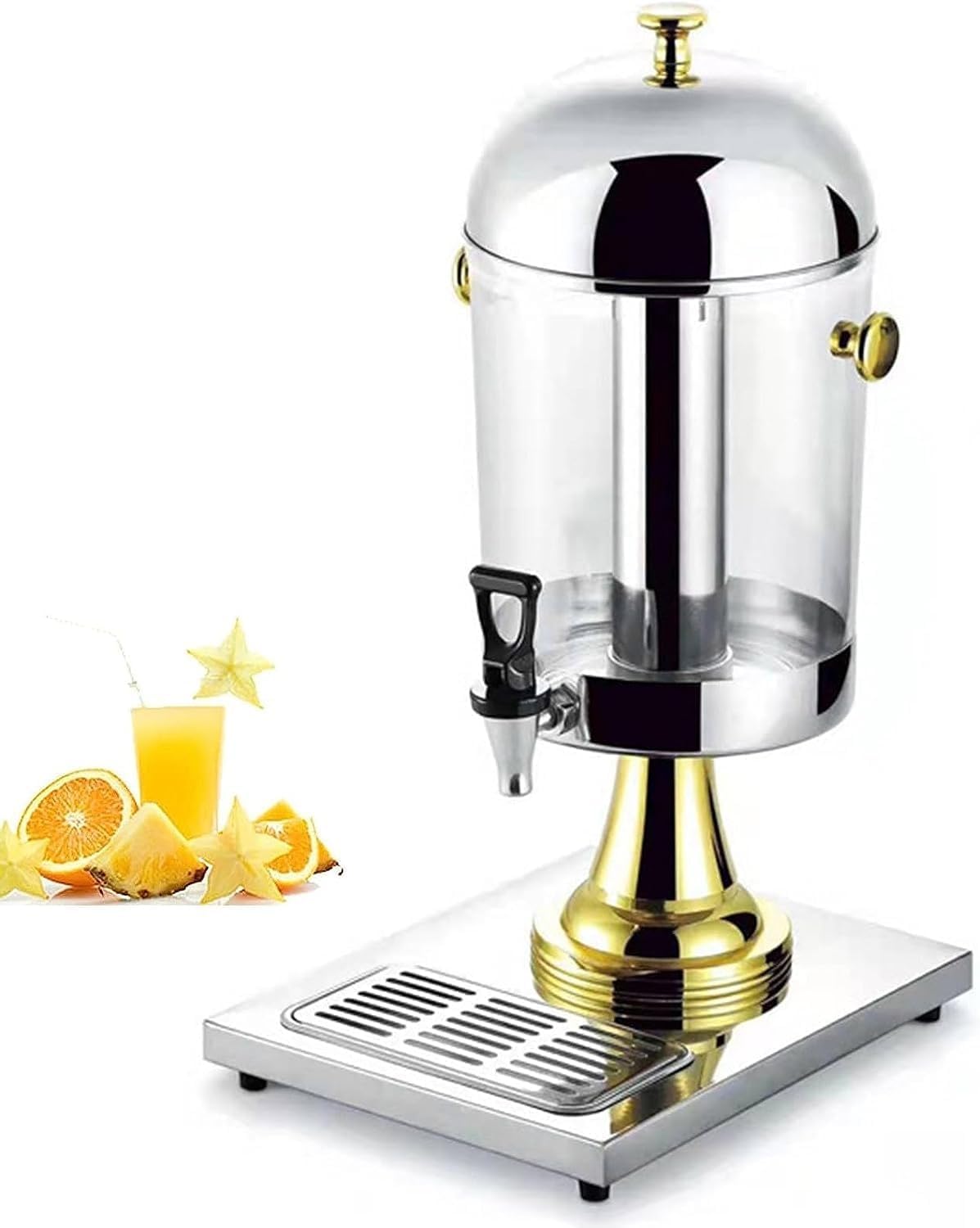 MYUYEE Stainless Steel Beverage Dispenser With Tap, Commercial Hot Cold Beverage Machine, Juice Machine For Parties Buffet Catering (Gold 8L)