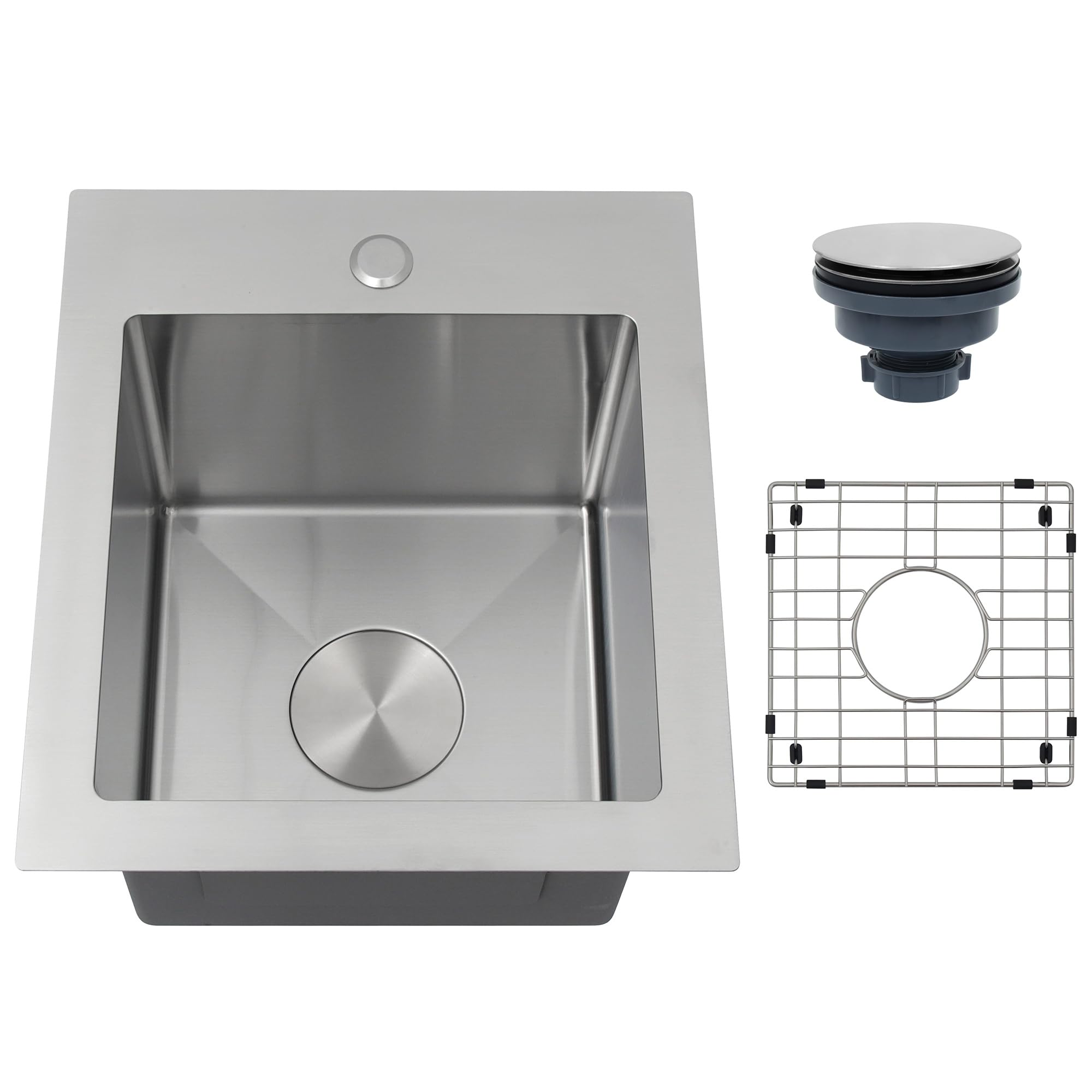 Lonsince Drop In Bar Sink,16 Gauge Stainless Steel Bar Sink,Outdoor Small RV Sinks,Top Mount Prep Sink for Wet Bar Area (15" X 17")