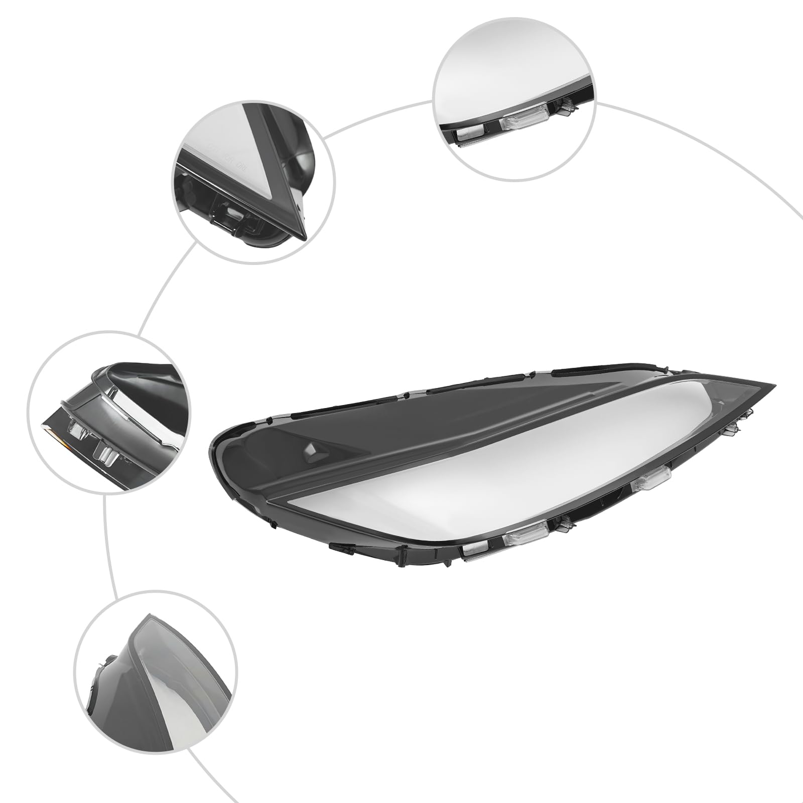 NTINGDE Front Right Headlight Lens Cover Compatible with Tesla Model 3 2024-2025 Right Side Car Headlamp Lens Cover Headlight Cover Headlamp Cover Clear, Black (Right)