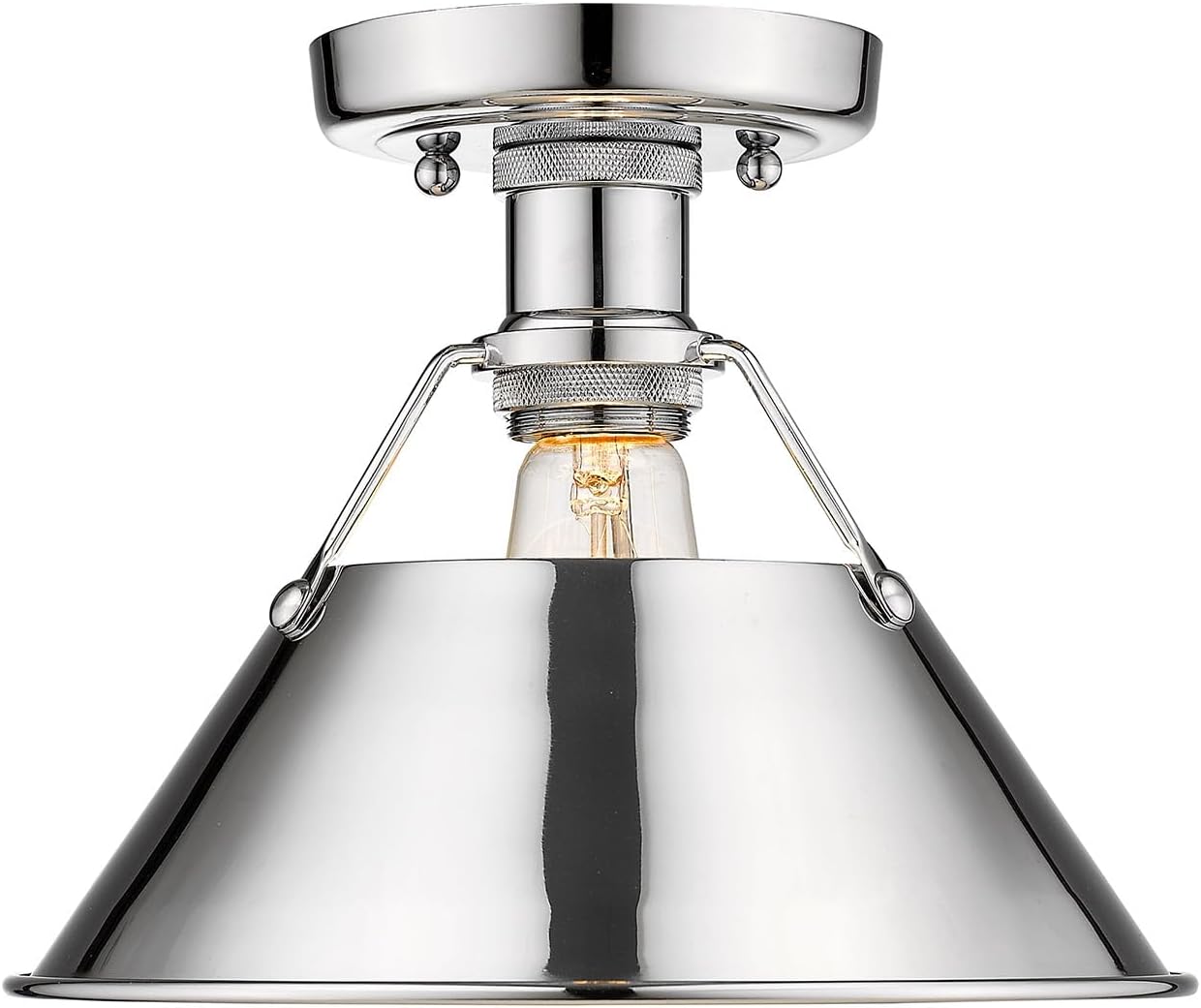 Golden Lighting 3306-FM CH Orwell Flush Mount, Chrome with Chrome Shade- Flush Mount Ceiling Light, Flush Mount Light Fixture, Ceiling Lights Flush Mount, Ceiling Light Fixture,