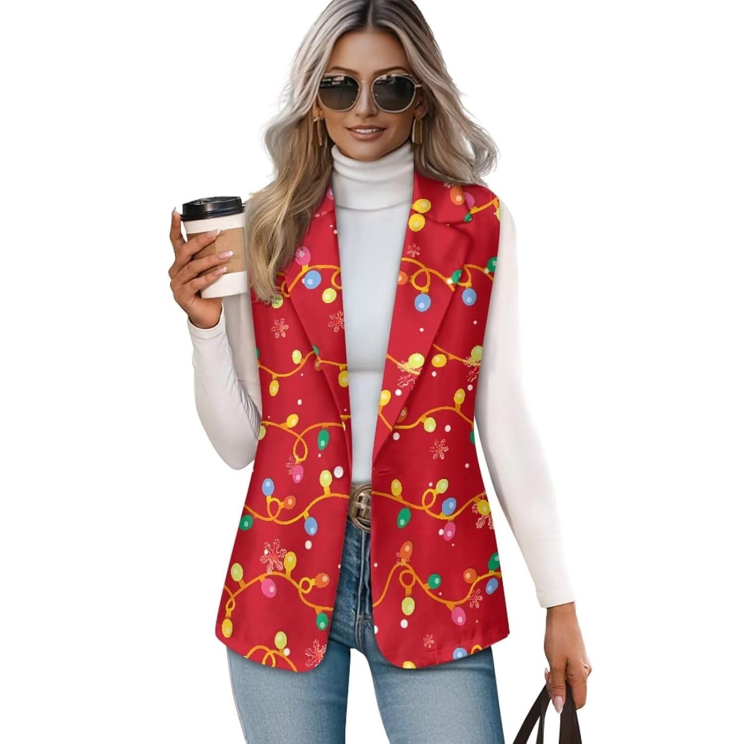 Blazer Vest for Women Business Casual Sleeveless Open Front Suit Vest Lapel One Button Suit Waistcoat
