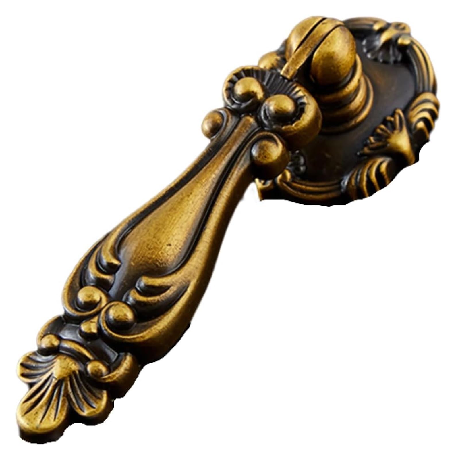 VOPLIVAT Vintage Brass Cabinet Drawer Pulls, Zinc Alloy Cabinet Knob Dresser Drawer Pull Diameter 34mm(Single Hole Pendant - Length 85mm)