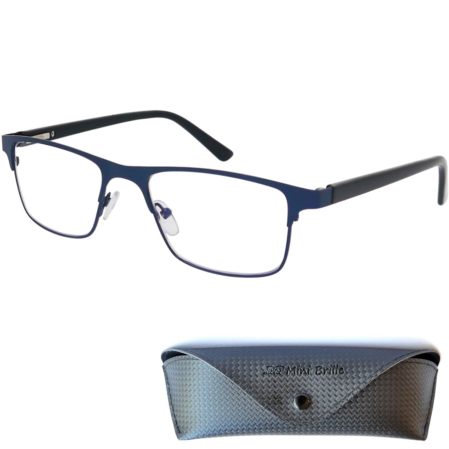 Mini Brille Gafas de Lectura con Cristales Rectangulares, Montura Cuadradas de Acero Inoxidable, Gafas Para Leer Hombre y Mujer