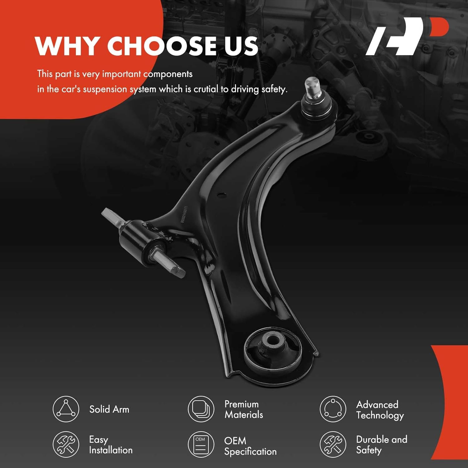 A-Premium Front Right Lower Control Arm, with Ball Joint & Bushing, Compatible with Nissan Rogue 2008-2013, Rogue Select 2014-2015