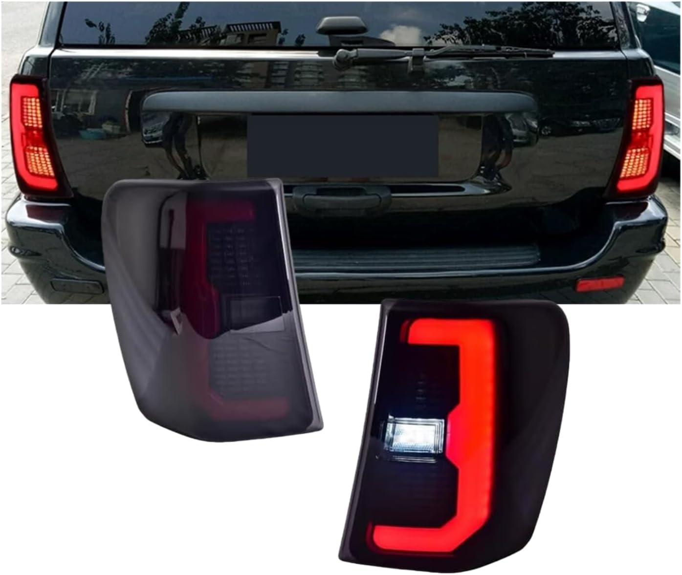 Replace Broken/Dim Tail Lights – Fit 1999–2004 Jeep Grand Cherokee Full LED Taillight Assembly Brake Assembly Turn Signal Assembly Rear Lamps Driver & Passenger Side smoke