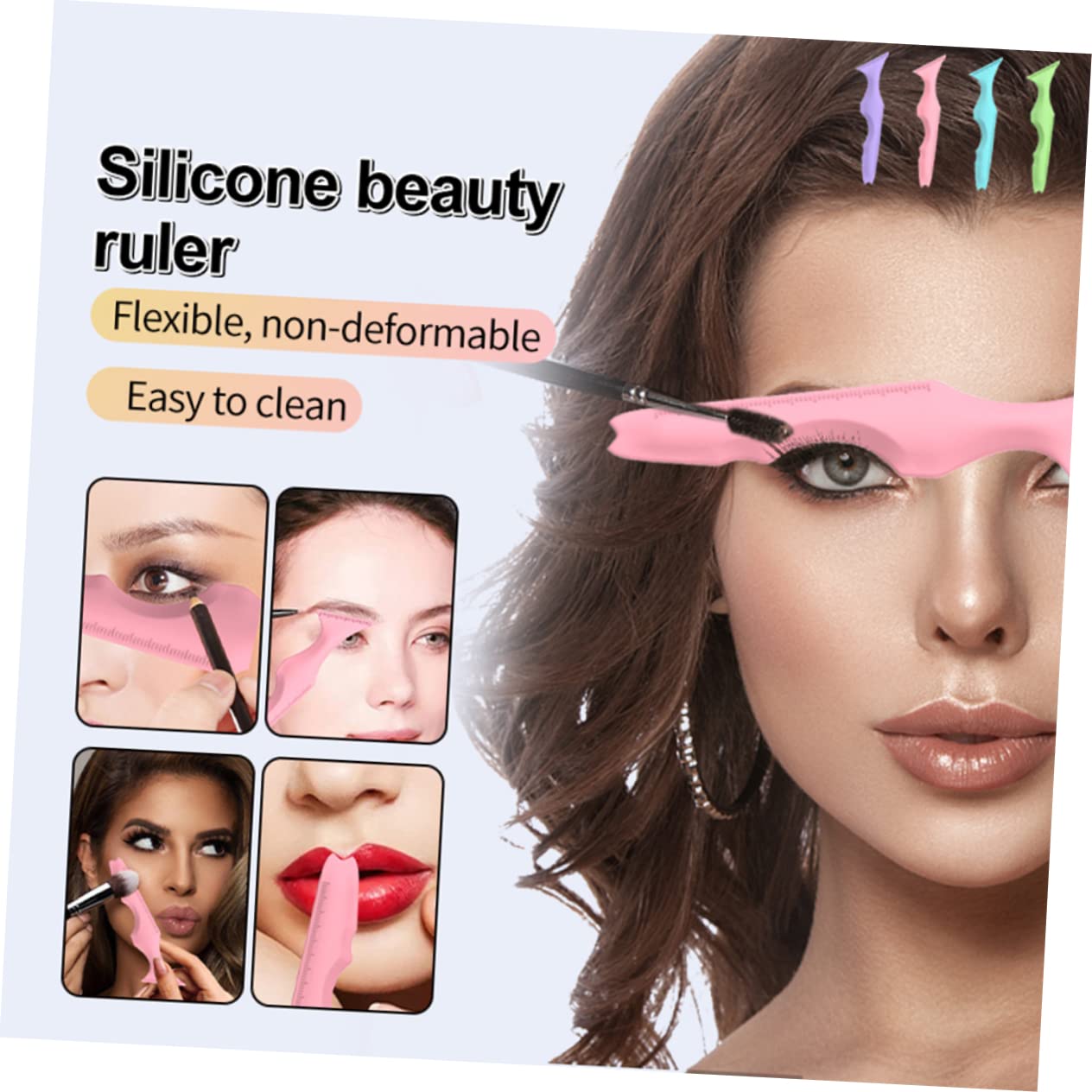 FRCOLOR 8piezas Plantilla Silicona Delineador Ojos Herramienta De Maquillaje Para Principiantes Escala Fácil De Usar y Reutilizable