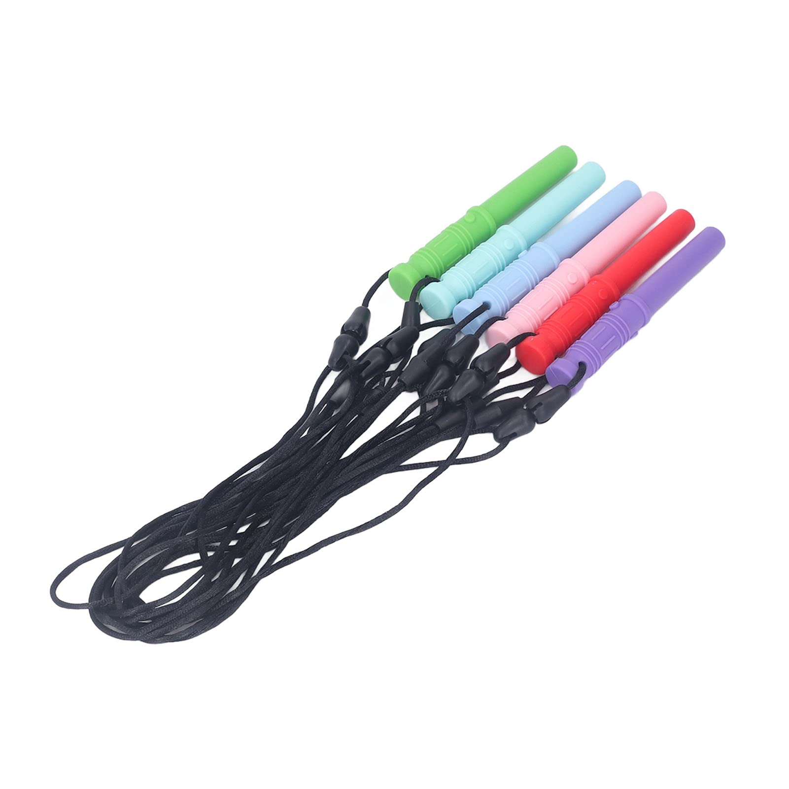 Sensory Chew Necklace, Soft Cylinder Chew Necklace, Pain Relief Teether, Food Grade Silicone Chew for Kids PDD