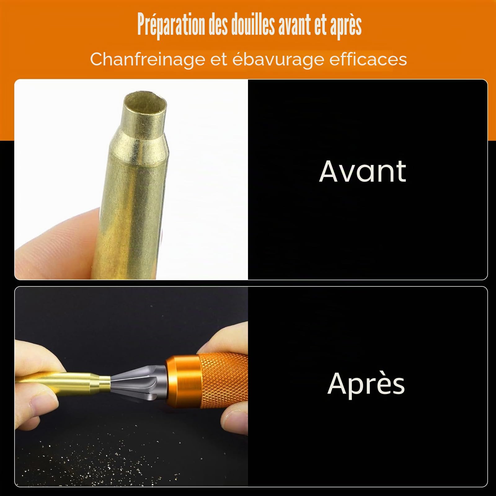 Lyman Flash Hole Uniformer, Lames de Chanfreinage et D'ébavurage, Poignée Unique, Conception à Double extrémité, Matériau en Acier, Antidérapant avec Outil Multifonction de