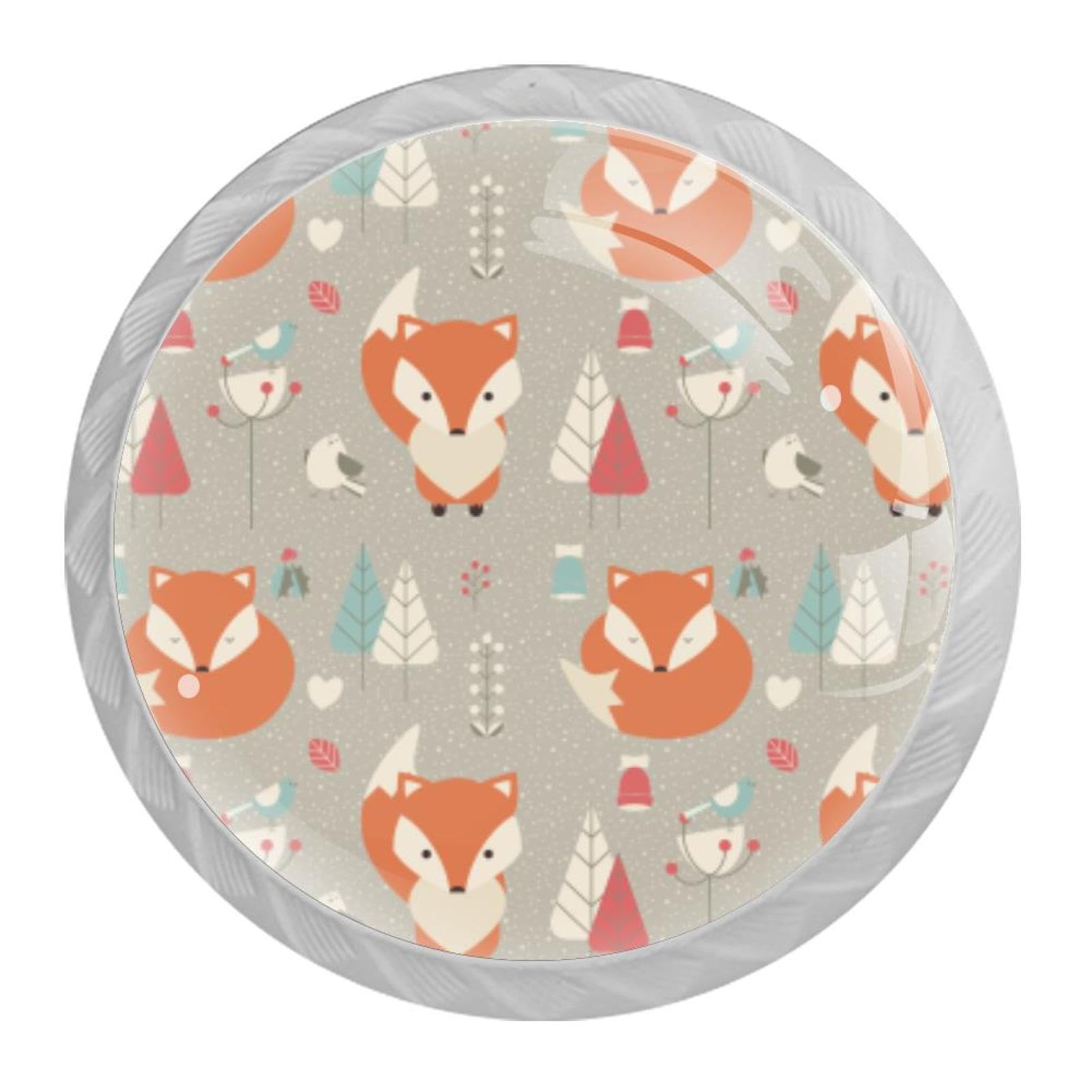 Tqmspg Multi03 4 Pieces Drawer Pulls Animal Pattern Fox Door Knobs Dresser Handles For Kitchen Wardrobe Cupboard Hardware Furniture