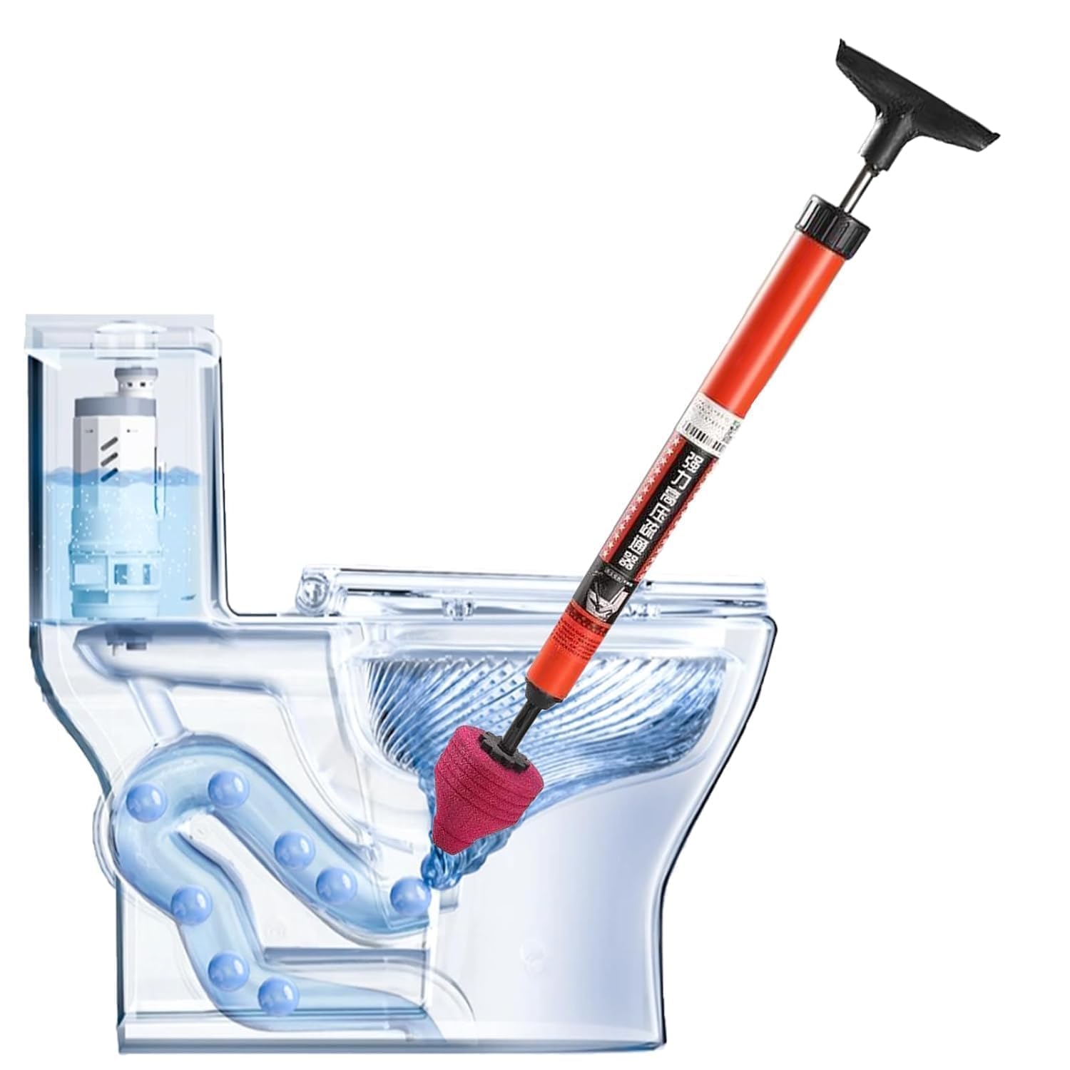Plastic Turbo Flush High Pressure Dredging Tool, High Pressure Toilet Plunger, Air Pump Plunger for Toilet, High Pressure Toilet Unblock One Bathroom Cleaning Brush with Wiper-image-29