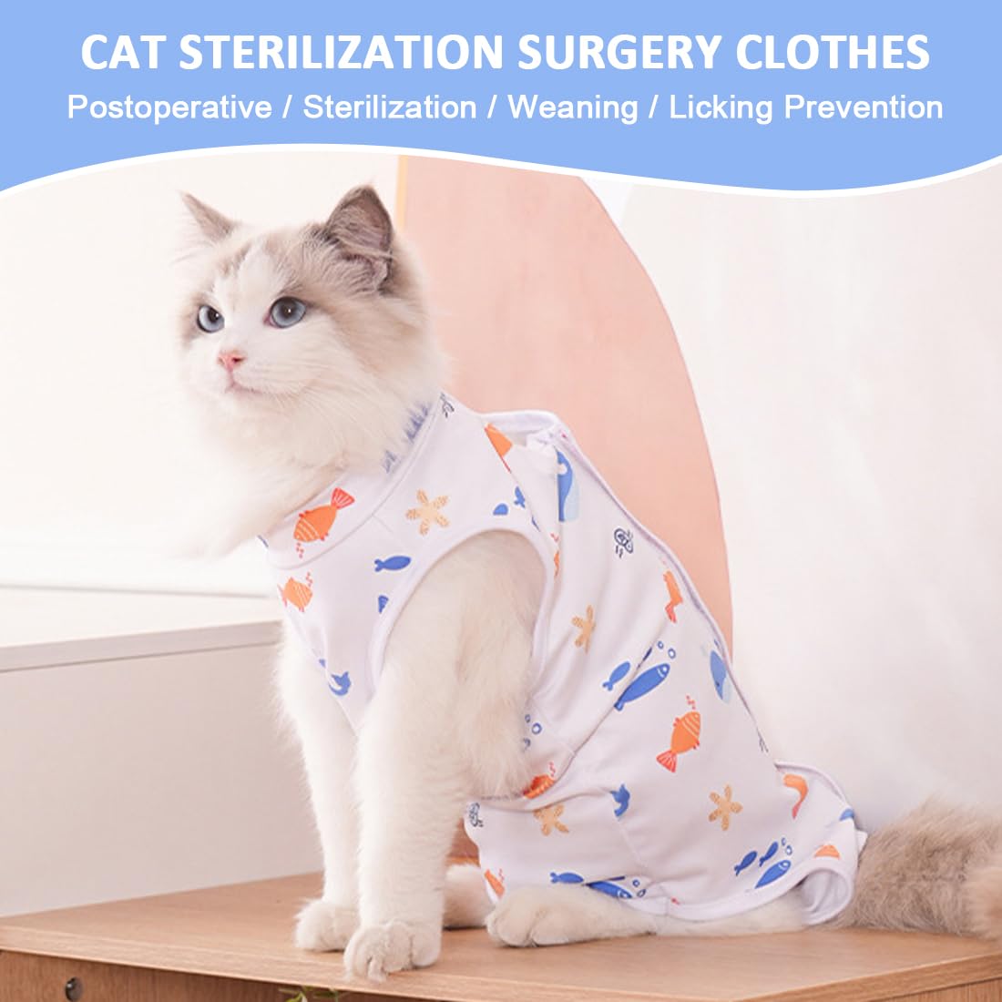 Body Chat Post Operatoire Femelle/Male, pour après Stérilisation, Combinaison Chat, Convient aux chats dont le tour de poitrine est 36 cm, la longueur du dos 31 cm et poids 4 à 7 kg (taille L).