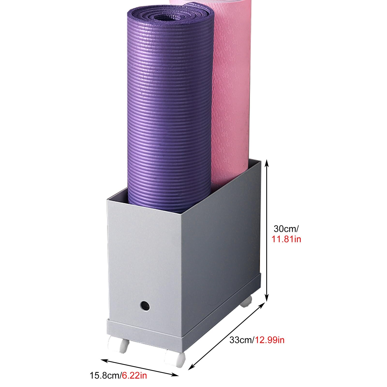 Soporte para Esterilla de Yoga, Estante de Almacenamiento con Ruedas, Soporte de Gran Capacidad para Rodillos de Espuma, Bloques de Yoga y Bandas de Resistencia, Organizador de Gimnasio en c