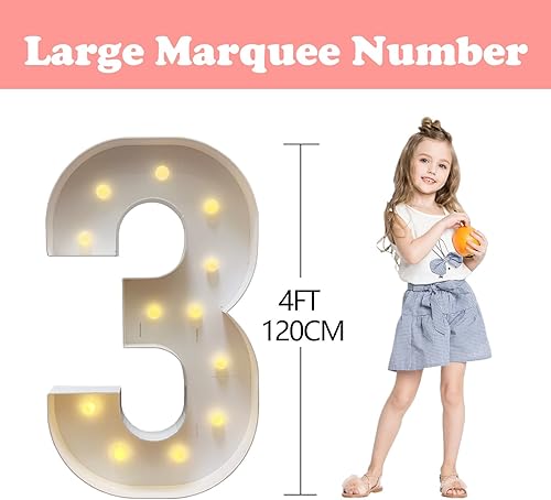 Miniatura 8 de Luces de números de marquesina de 4 pies, letreros digitales de mosaico de globo grande, kit de fiesta digital para decoración de fiesta de