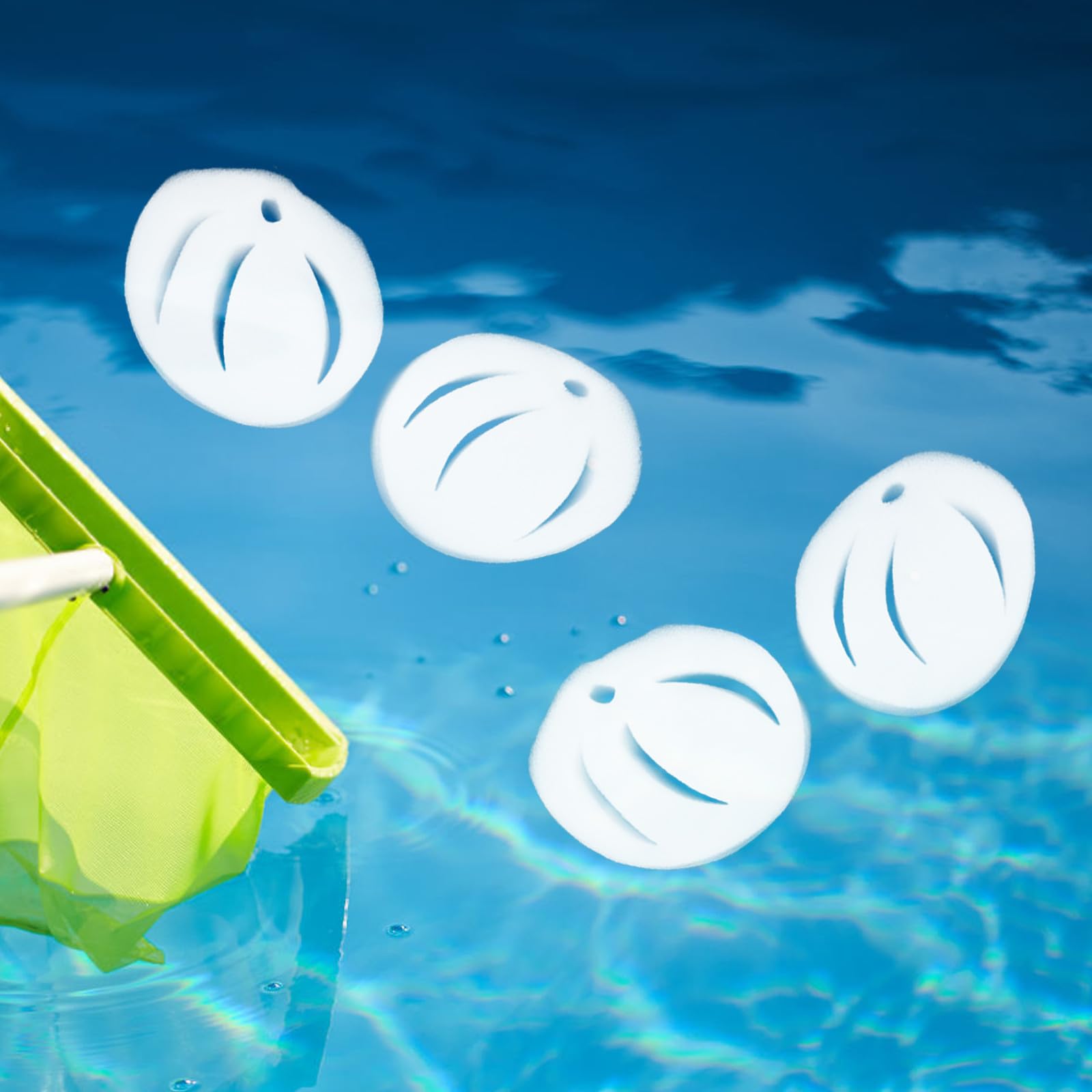 Lot de 6 Éponges Filtrantes de Piscine de Lotus Blanc, Absorbantes D'huile, Économisant la Main-d'œuvre, pour Nettoyage Cuisine et Piscine