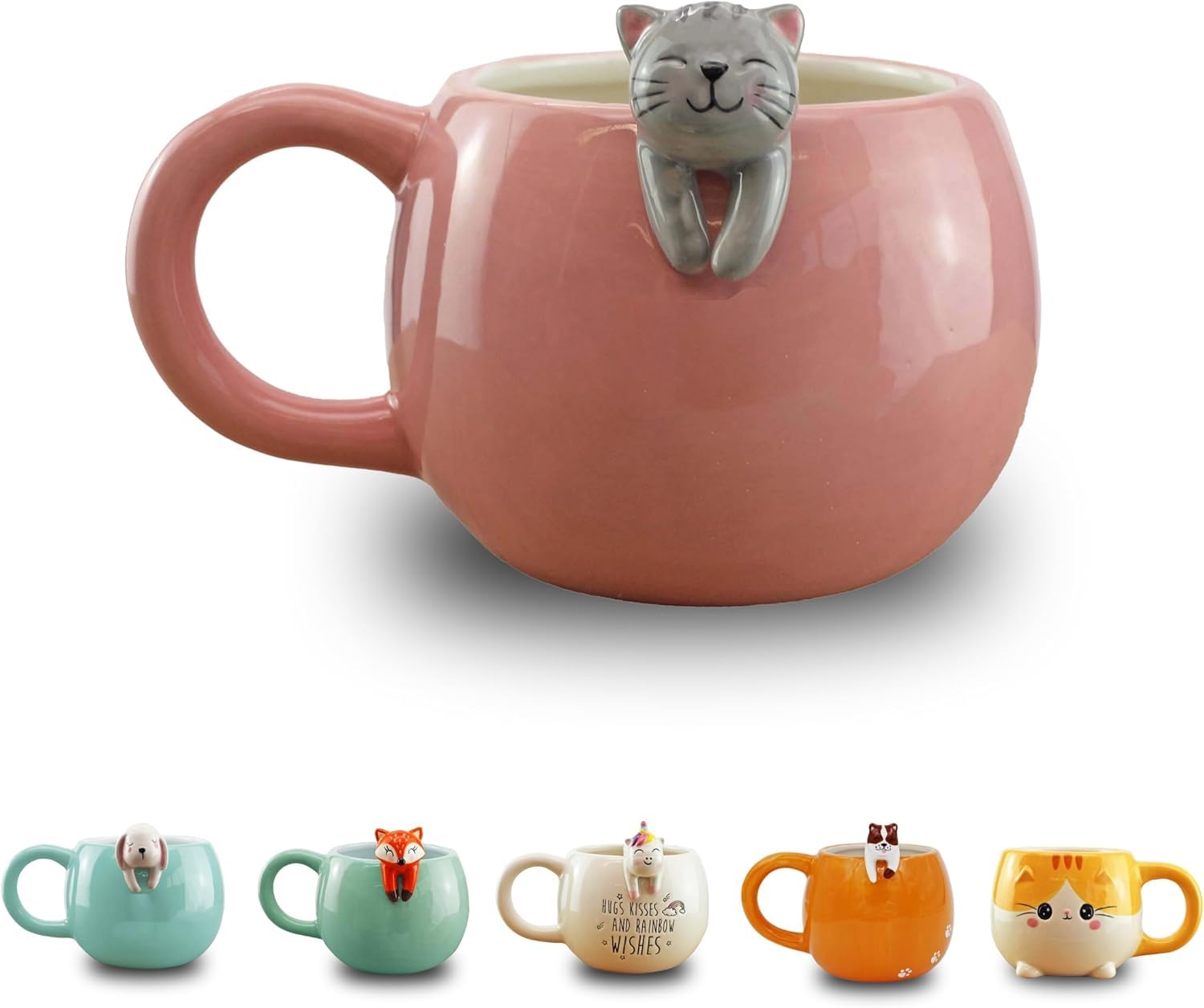 Winkee - Pet Friends Coffee Mug | The Sweet Coffee Cup & Tea Mug in Large | Cute Coffee Mug | Large Mug Approx. 350 ml | Gift for Birthday, School, Christmas, Valentine's Day