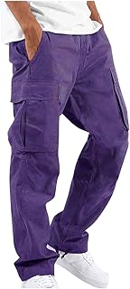 Pantalones de ocio para hombre, de color sólido, sueltos, con bolsillos con cremallera, cargo holgado, pantalones vaqueros cargo para hombre