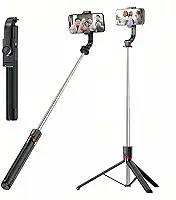 BEMMY Tripé Extensível 170CM para Celular, Vara de Selfie com Clipe, Tripé de Viagem com Clipe de Telefone Destacável e Controle Remoto para iPhone, Sony, Canon, GoPro (B)