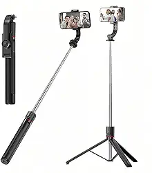 BEMMY Tripé Extensível 170CM para Celular, Vara de Selfie com Clipe, Tripé de Viagem com Clipe de Telefone Destacável e Controle Remoto para iPhone, Sony, Canon, GoPro (B)