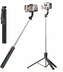 BEMMY Tripé Extensível 170CM para Celular, Vara de Selfie com Clipe, Tripé de Viagem com Clipe de Telefone Destacável e Controle Remoto para iPhone, Sony, Canon, GoPro (B)