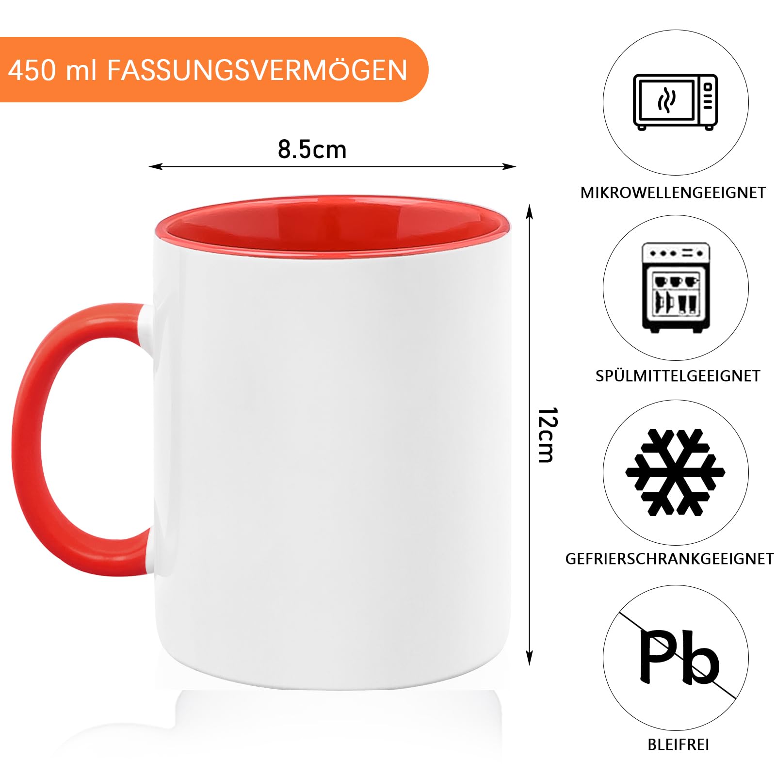12 tazze a sublimazione da 430 ml, tazze a sublimazione in ceramica bianca fai da te per stampare, fare regali, pittura