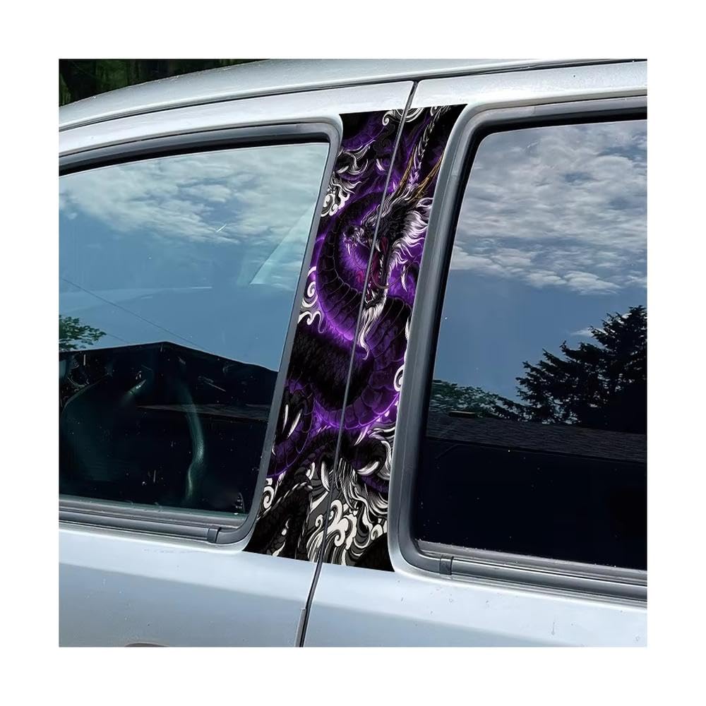 Bertdcx One Color Car Center Pillar Window Film Purple Black Dragon Glossy Protective Polyethylene Auto Parts