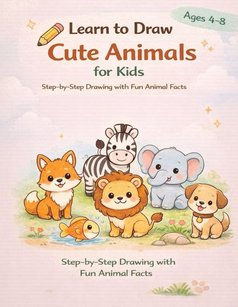 Learn To Draw Cute Animals: A Step-by-Step Drawing Book With Fun Animal Facts For Kids