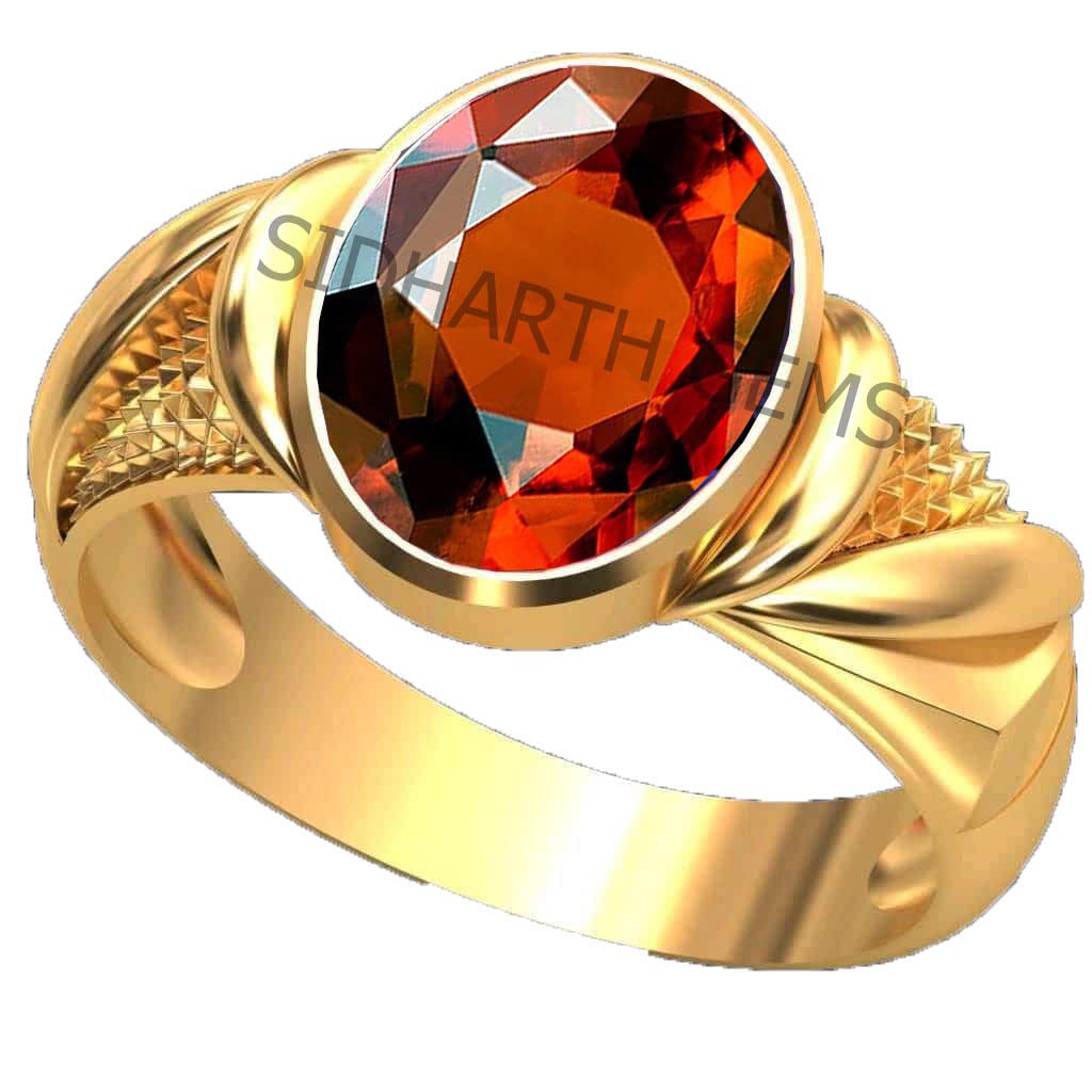 5.00 Ratti Gomed Ring Natural Quality & Original Stone Panchdhatu & Ashtadhatu Metal Adjustable Ring Rashi Ratna Loose Gemstone Gold Plated Ring for Men and Women-image-35