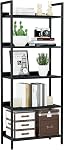 NUMENN Bookshelf, 5 Tier Bookshelves, Home Office Bookcase Shelf Storage Organizer, Free Standing Storage Shelving Unit for Bedroom, Living Room and Home Office, Vintage