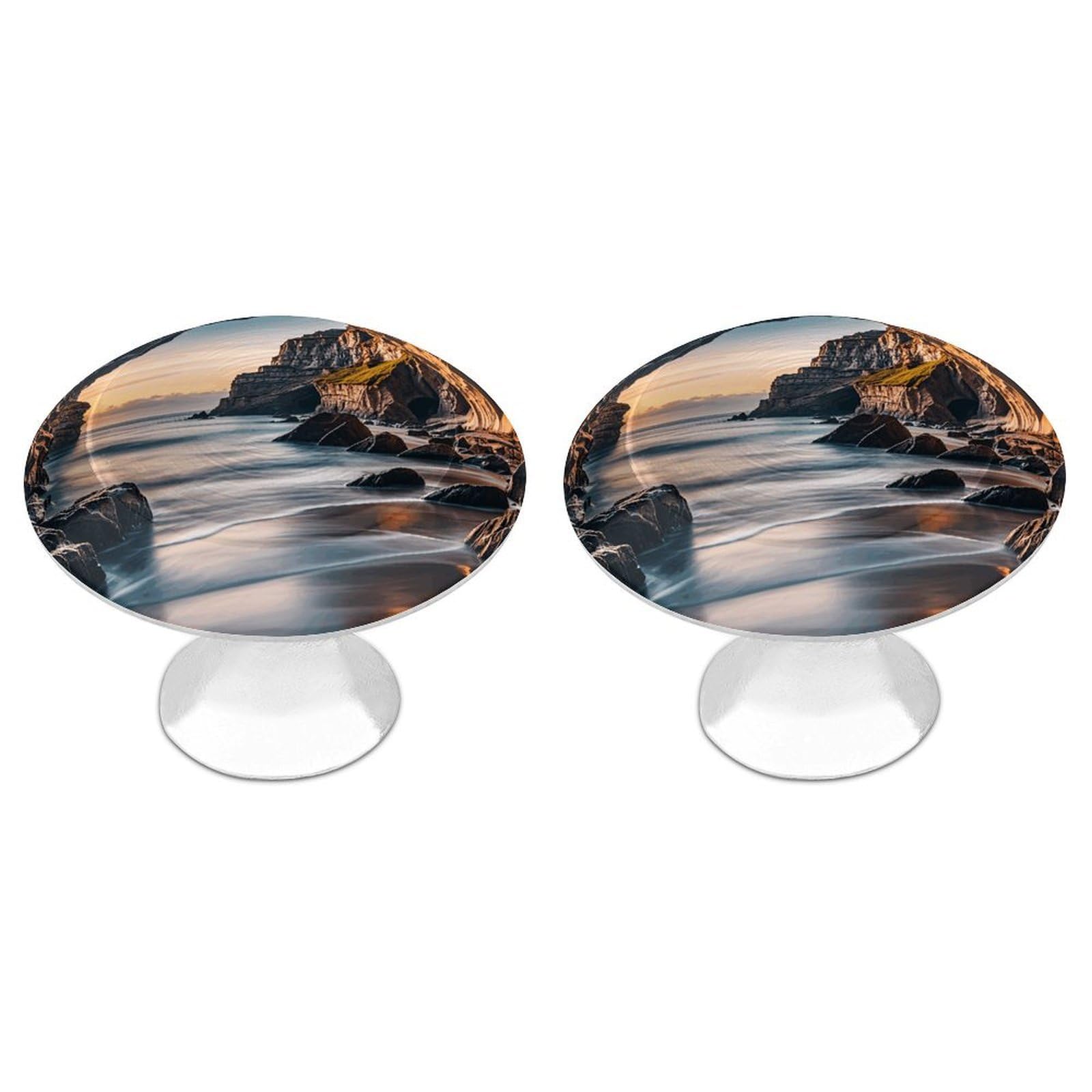QMNLKH Sea Cabinet Knobs for Home, Round Drawer Pulls for Kitchen, Personalized Cupboard Handles with Screw, Fashion Dresser Knobs for Office, Drawer Handles, 2 Packs