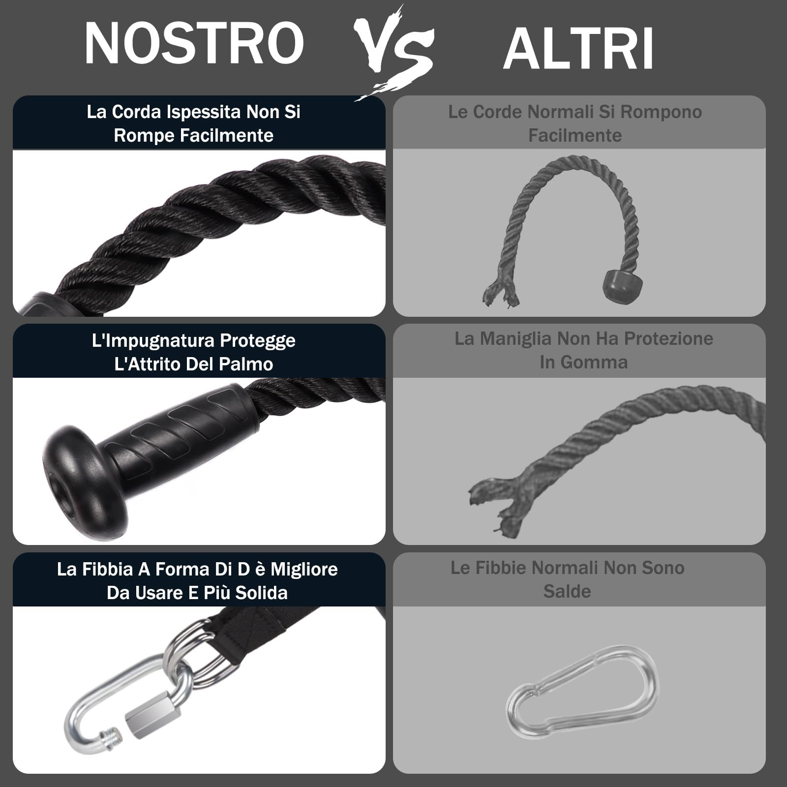 Set Di 3 Accessori Per Cavi Palestra - Tirante Carrucole, Bracciolo E Barra V - Per Tricipiti, Bicipiti, Schiena (Nero)
