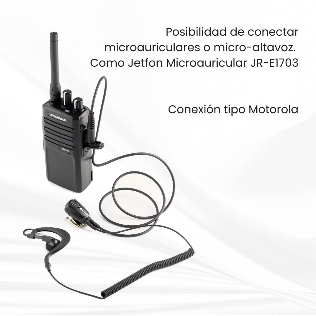 Dynascan EU-85 Walkie-Talkie PMR-446 Profesional - Transceptor de Uso Libre Sin Licencia, Chasis Metálico IP55, 16 Canales y Teclas Programables