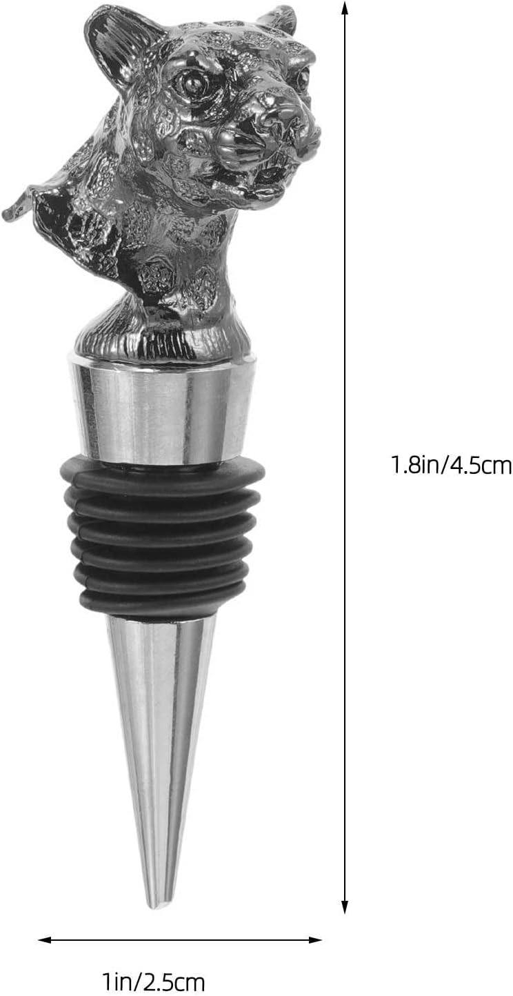 Zinc Alloy Seal Silver Wine Bottle Stopper, Leopard Head