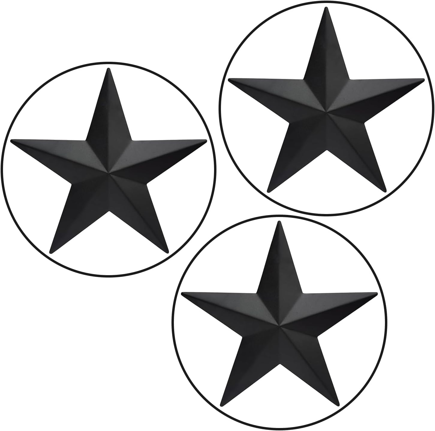 Ontrip Set di 3 decorazioni da parete in metallo a forma di stella del Texas, stile rustico con cornice rotonda testurizzata, bronzo antico, decorazioni per soggiorno, ingresso, portico e casa di
