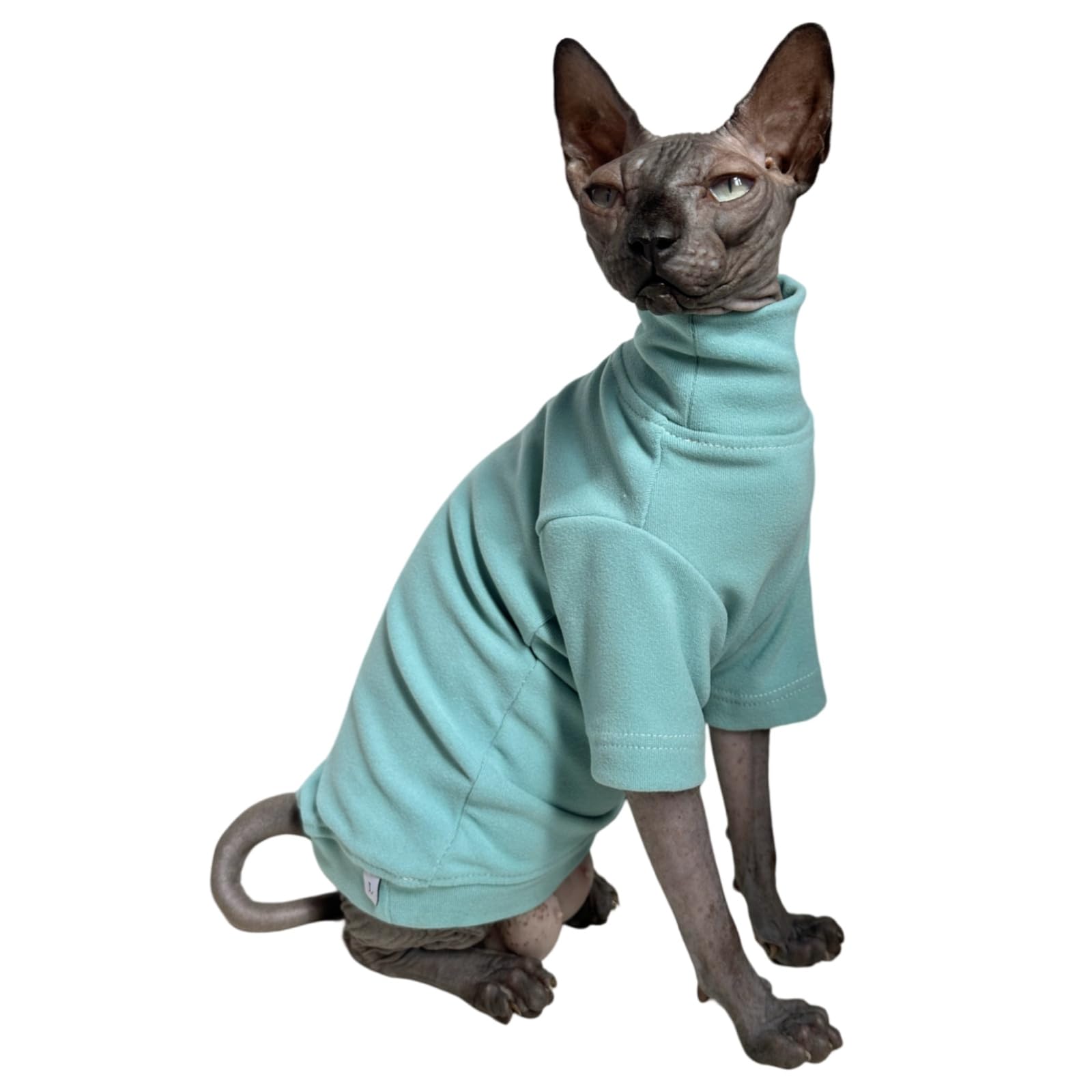 Sphynx Cats Solid Warm Fleece Shirt Cat Turtleneck Undershirt Thermal Hairless Cat Clothes for Sphynx, Devon, Cornish Cat Clothes and Small Kitten and
