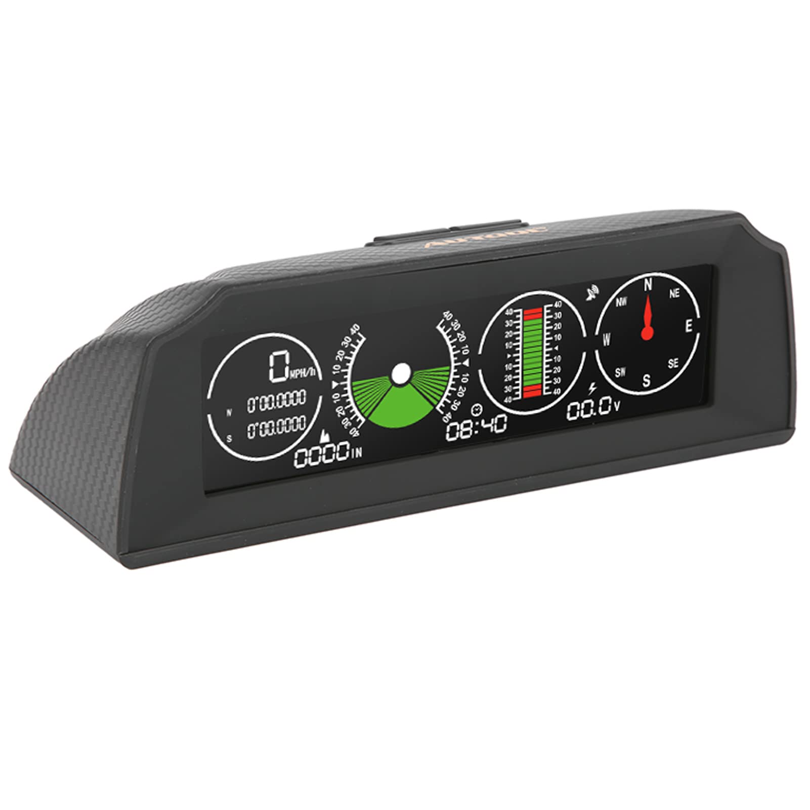 Accesorios Contador de pendiente, Abs Black Gps Inclinómetro Pmh Kmh Inclinómetro Hud Pitch And Tilt Angle Display Compás Speed Monitor Inclinómetro de Coche Instrumento Multifunción para Vehículos