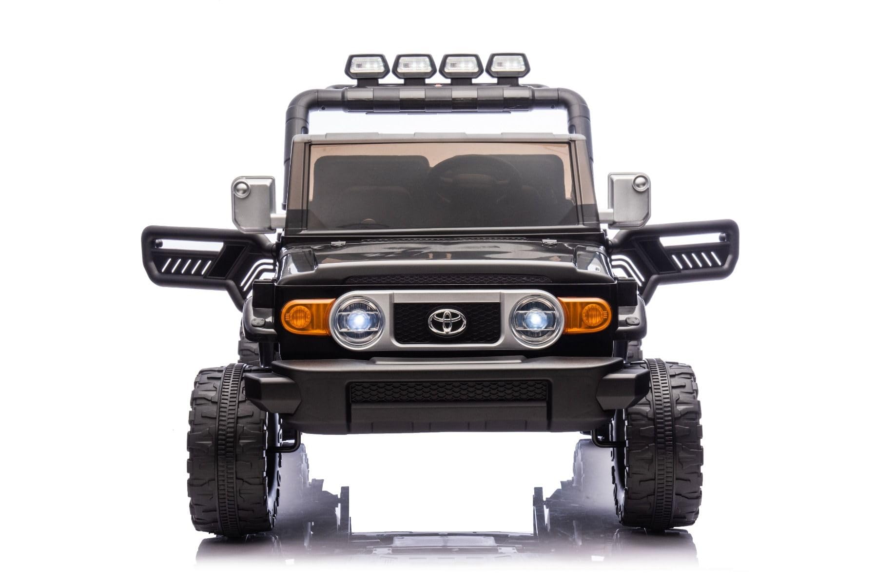 RIRICAR 4x4 Voiture électrique Enfants 2 Places Toyota FJ Cruiser XXL, sous Licence, Noir, Batterie Lithium Portable, châssis surélevé, Deux sièges, Suspension arrière, télécommande 2,4 GHz